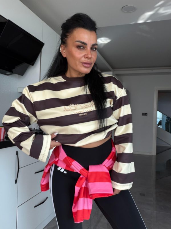 Kahve Çizgili Sweatshirt